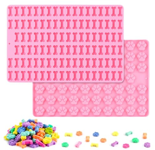 Backmatte Hundekekse, 2 Stück Silikonformen für Hund, Backform für Hundeleckerli, Paw and Bone Hundekekse Backform,für DIY Hundeleckerlies, Schokolade, Kekse, Eiswürfel, Süßigkeiten, BPA-Frei