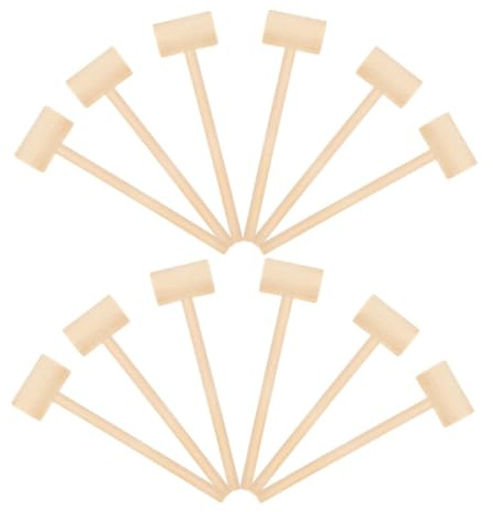 Gogogmee 24pcs Mini Wooden Mallet Friendly Small Wood Chocolate Hammer for DIY Projects Party Games Educational Dexterity Tool Gift