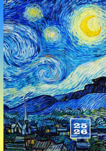 Lehrerplaner 25 – 26: Stundenplaner für Lehrer ab September 2025 bis August 2026 | A5 Lehrerkalender mit Platz für Wochennotizen, Noten, Namen | ... Klassenliste & Notenliste | Van Gogh Motiv