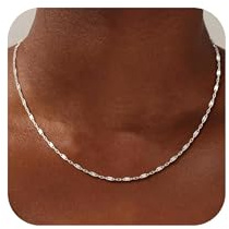 SLOONG 925 Silber Over Lippen Halskette Damen - 41/46/51/56CM | Silberkette Damen 925 Glänzende Silber Jewelry Schmuck Geschenke für Mutter Freundin