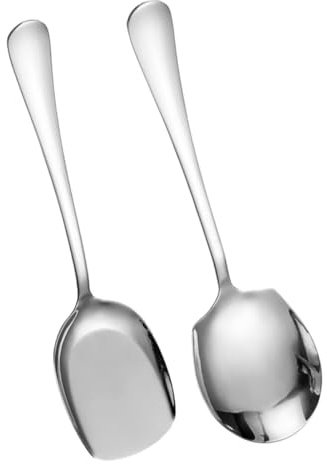 Mikikit Cuillère de Service en Acier Inoxydable Épais Grosse Cuillère de Service 2 Pièces Réutilisables pour Maison Restaurant et Banquet