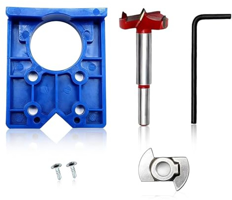  35mm Hinge Jig Drill Bits Set, Drill Guide Door Concealed Hinge Jig Boring Hole Saw Cutter with Positioner for Cabinet Mounting Plate Wood Furniture Door Hinges Installation