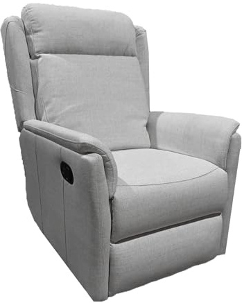 SWEET SOFA® Sillón Relax Reclinable Nievis con Palanca y Reposapiés Elevable, Tapizado en Tela Gris, Estructura de Madera y Acero, 107x72x98 cm, Butaca Individual para Salón o Descanso