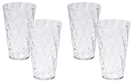 OMADA Design 4 Bicchieri Cocktail Colorati da 50 cl, in Plastica Infrangibile, lavabili in lavastoviglie, Made in Italy, linea Diamond, Trasparente