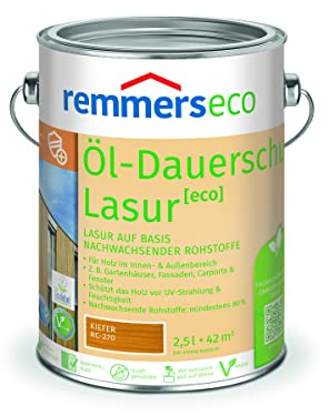 Remmers Dauerschutz-Lasur [eco] kiefer, 2,5 Liter, Langlebig, ausgeprägter UV-Schutz, für innen und außen, Schutz vor UV-Strahlung & Feuchtigkeit