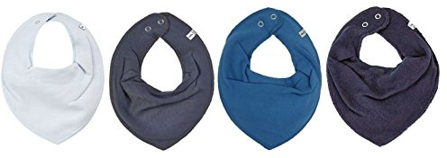 Pippi * 4er Set Baby Dreieckstuch Halstuch Lätzchen 4 Stück * verschiedene Farbkombinationen (lichtgrau,steingrau,brilliantblau, dunkelblau)