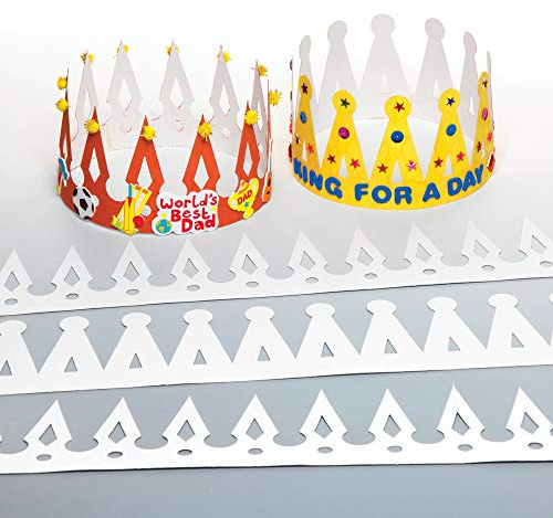 Baker Ross Bastelset - Krone - aus Pappe für Kinder zum Basteln und Dekorieren zum Kindergeburtstag und Karneval - 12 Stück, weiß, 60 cm, EX343