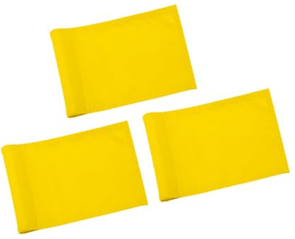 KINGTOP Golf Flag 8x6 Inch - Plain Yellow, 420D Nylon, Tube Inserted - Mini Practice Putting Green Flags for Yard, 3-Pack