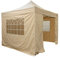 AllSeasonsGazebos Pavillon Ultra-résistant à Ouverture instantanée de 2.5m x 2.5m avec 4 Poids léger Panneaux latéraux + Sac de Transport sur Roues et 4 Sacs de Poids pour Les Pieds (Beige)