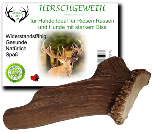 ARTISAN GIFT CO Corno di Cervo per Cani, Osso per cani da Masticare 100% Naturale, peso minimo dell'unità 295gr. (XXL - 1 pz.)