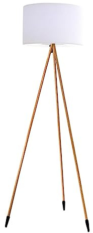 Lumisky Lampadaire trépied sans fil design scandinave couleur bois extérieur LED blanc chaud/blanc dimmable TAMBOURY WOOD H155cm