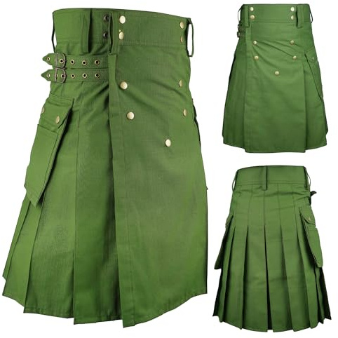 McWilliams Kilts para hombre, Active Men's Deluxe Black Sport Utility Kilt, disfraz de hombre escocés (44, verde)