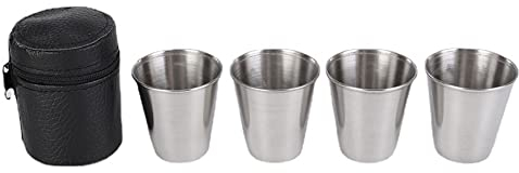 Tiardey 2 Juegos 70ML/2.3oz Vaso de chupito de Acero Inoxidable Tazas de chupito expreso Vaso de Bebida para Bar,hogar,Exterior,etc.