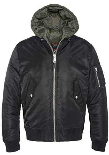 Schott NYC Ma20rs Blouson MA1 Plastron Capucha DESTACHABLE Schott, Negro, M Unisex Adulto
