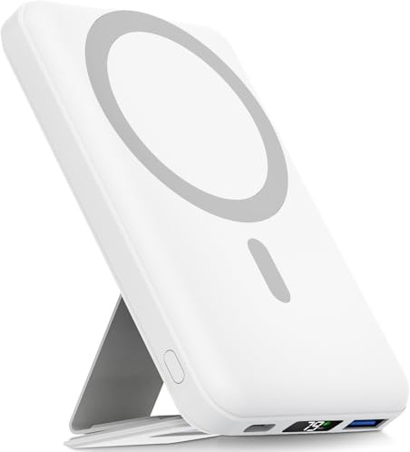 Batterie Externe 10000mAh, YAGOPAL Power Bank Chargeur Portable sans Fil Charge Rapide PD 22.5 W avec écran LED USB-C Mag-Safe Batterie pour iPhone 12&13/ Pro/Mini/Pro Max (Blanc2)