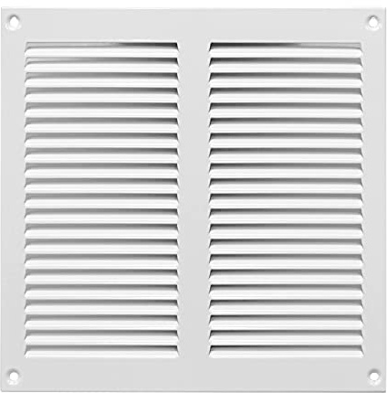 200x200mm Ventilationsgaller i Vitt Stål med Myggskydd - Metallgaller för Ventilation