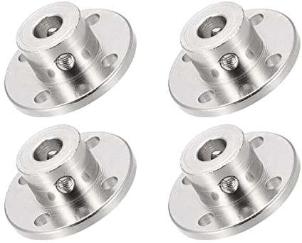 DMiotech 4 Pack 7mm Flansch Kupplung Anschluss Starre Leitfaden Welle Unterstützung Kuppler Welle Kupplung mit M2 Sechskant Schlüssel und Schrauben für Basteln RC Modell Motoren