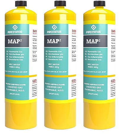 Pipestation Mapp Gas Canister | Map Plus Gas Bottle Cylinder for Propane Blow Torch Plumbing Soldering Gas Blowtorch | Map Gas Cartridge for Gas Torch Burner Jet | Blow Torch Gas