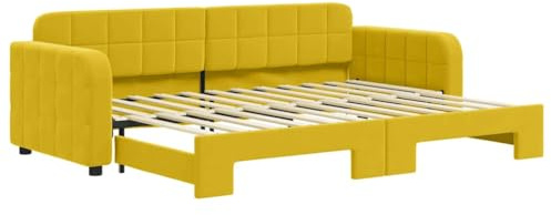 vidaXL Tagesbett, Ausziehbar Schlafsofa mit Lattenrost, Bettsofa Gästebett für Schlafzimmer Wohnzimmer, Sofa Bett Ausziehbett, Gelb 80x200 cm Samt