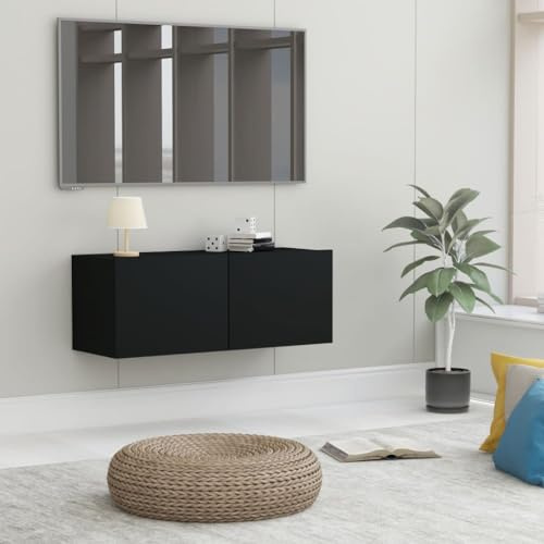 AUVYI TV-Schrank Schwarz 80x30x30 cm Holzwerkstoff Aufbewahrungsschrank Wohnwand Modern Lowboard Nachttisch Holz Kitchen Cabinet Fernseher Schrank Hängeschrank Wohnzimmer