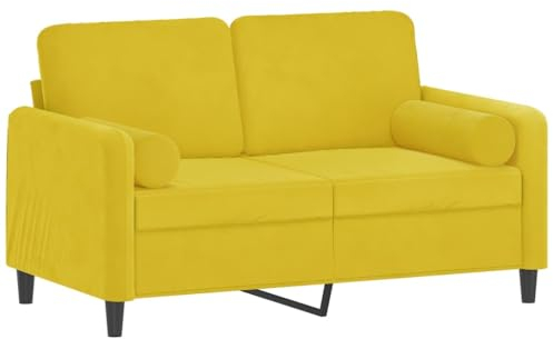 vidaXL Sofa 2 Sitzer, Couch mit Zierkissen, Liegesofa für Wohnzimmer, Polstersofa Sessel Relaxsofa Loungesofa Relaxcouch, Gelb Samt