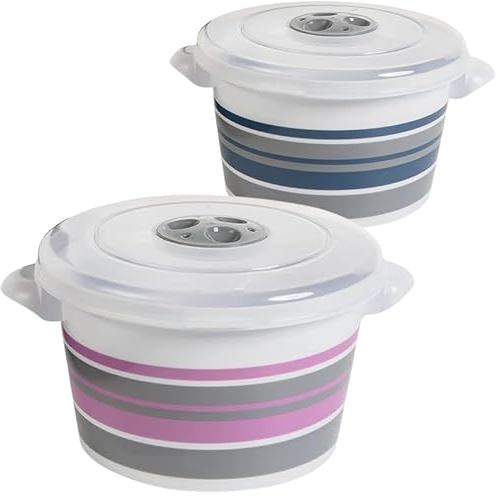 SUSTANIA Mikrowellengeschirr mit Deckel, Mikrowellen Geschirr 2er Set, Mikrowellenschüsseln Dampfregelventil und Griff, 2 x 1,5l Mikrowellentopf aus lebensmittelechtem Kunststoff (Mehrfarbig)