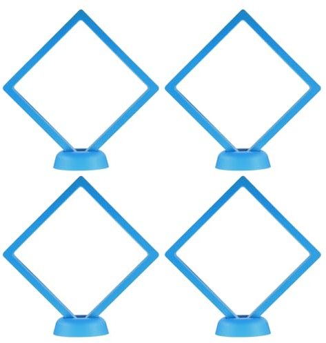 QUARKZMAN 4Stk Schwebende Rahmen Vitrine 11x11x2cm/4.3x4.3x0.8 Viereckig 3D Schwebende Rahmen Display für Schmuck Schalen Medaillen Briefmarken Gemmen Sapphire Blau