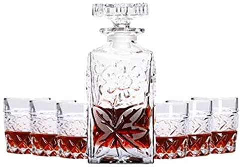Aioneer Decanter Whiskey Decanter Wine Decanter Carved Crystal Whiskey Glass Cup and Wine Home Bar Party Hotel Drinkware Set Glass Cup