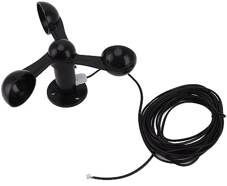 Windsensor 3 Tassen Windgeschwindigkeitsdetektor Anemometersensor Windgeschwindigkeitsbecher mit 8 M Wasserdichtem Kabel 4 Cm Montageloch
