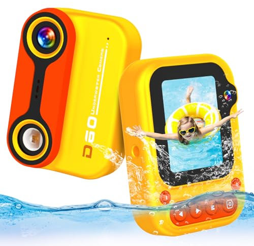 Fotocamera Subacquea per Bambini Macchina Fotografica Impermeabile 3M/10FT per Bambini 12MP 1080P HD Selfie Videocamera con LCD 2 pollici Scheda SD 32GB Regalo Giocattolo per Bambine Bambino 3-8 Anni