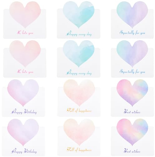 GORGECRAFT 60 Stück 6 Stile Herz Grußkarten Liebes Design Briefpapier Happy Every Day Die Besten Wünsche Valentinstag Geburtstagsgeschenk Notizkarten Für Jahrestage Hochzeit 8.5 x 9.8cm