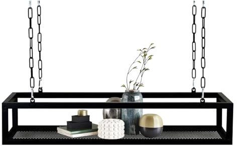 MARIYCH Étagère à plantes suspendue au plafond, support à fleurs, porte-bouteilles de vin, étagère de rangement flottante en métal pour intérieur, extérieur, patio, jardin, salon, fleuriste