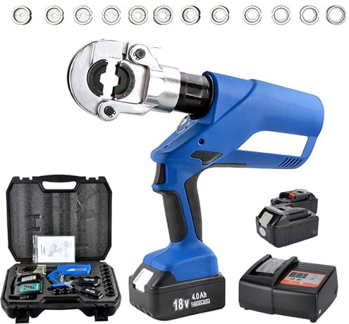 LADECNERHT Pinza Crimpatrice per Cavi Elettrici Ricaricabile Pinza Crimpatrice Idraulica Ricaricabile Batteria al Litio Ricaricabile Kit di Utensili per Crimpatura Continua di Capicorda
