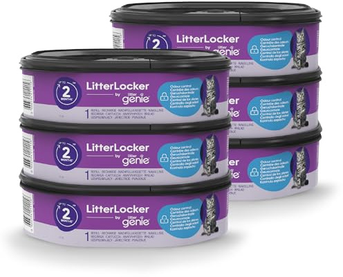 Litter Genie LitterLocker, 6er-Pack Nachfüllkassette, Original-Spezialfolie mit Geruchsbarriere garantiert 100% Geruchsschutz, 2-Monats-Kassette