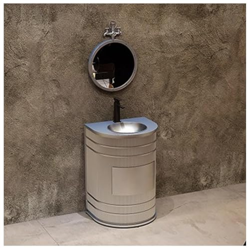ZTGL Badmöbel Set 57×47×85cm, Waschbecken Badezimmer mit Sockel, Waschtischunterschrank Badezimmerschrank, Retro Bodenstehendes Waschbecken Waschtisch Badschrank Gäste WC B, with Mirror
