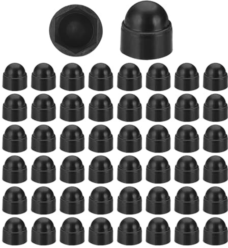 PATIKIL 50 Pcs Hex Nut Cover, M8x13x15mm Nylon Screws Bolt Covers Caps Dome Acorn Hex Head Bolt Protection Cap for Screws Nut, Black