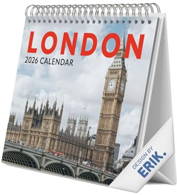 Grupo Erik Desk Calendar 2026 - London Calendar 2026 Month To View | Monthly Desk Planner, Desktop Gifts Under 10 Pounds | Travel Gifts For Friends