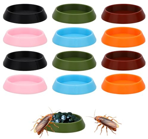 12pz Ciotole Colorate per Rettili, Mini Ciotole in Plastica Cibo e Acqua per Rettili Isopodi Dubia Collemboli Lucertole Gechi Rane Tartarughe e Altro Ancora (6 Colori)