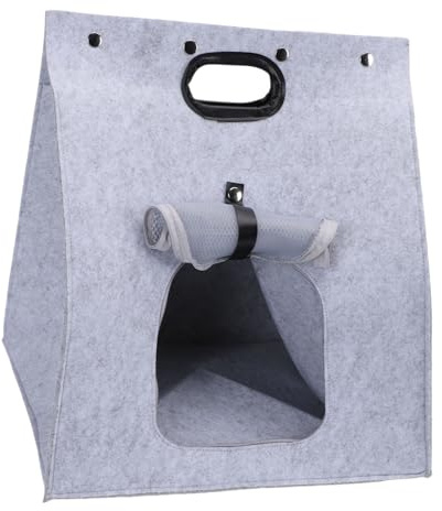 Jiawu Bolsa de Viaje para Gatos, Bolso para Gatitos, Cama Nido de Fieltro Portátil, Cómoda Cama Cueva para Gatos para un Lugar de Descanso, 18,9x15,94 Pulgadas (Gris Claro)