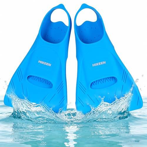 Hikeen Verstellbare Schnorchelflossen Erwachsene Schwimmflossen Kurz Flossen mit Offener Ferse, Unisex Tauchflossen inkl. Netzbeutel