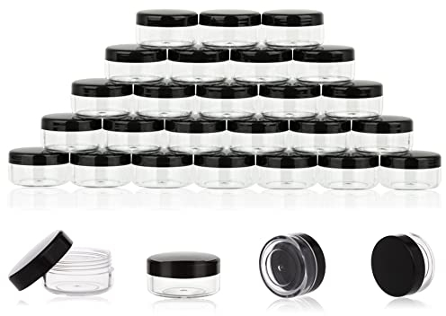 ZEJIA 10 Gram Cosmetic Containers Black 20pcs Sample Jars with Lids Plastic Makeup Sample Containers BPA Free Pot Jars