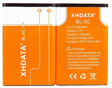 XHDATA BL-5C 3,7V 1500mAh Wiederaufladbarer Akku für Radio 2 Stück Orange