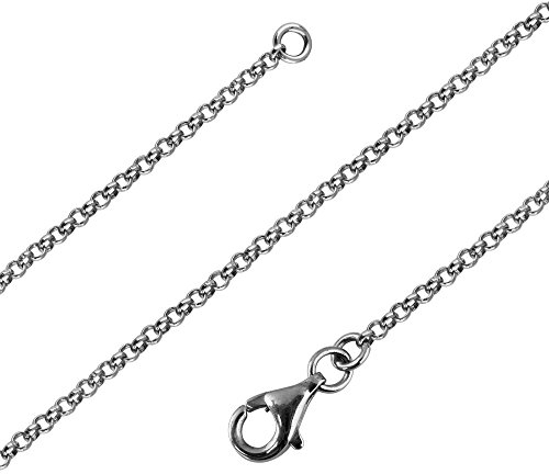Avesano Erbskette Damen 925 Silber 1,7 mm Rolo Kette „Made in Italy“ - Sterling Silber Halskette ohne Anhänger - Silberkette 50 cm - Geschenkidee für Frauen 101011-050