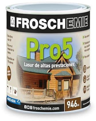 Pro5 117 Nogal Oscuro 946ml Lasur Protector Decorativo de Madera exterior en Base Acuosa Ideal para Acabados Satinados, Excelente Penetración, Durabilidad, de Secado Rápido e Impermeable