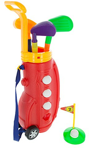 HEY! PLAY! Toddler Toy Golf Play Set with Plastic Bag, 2 Clubs, 1 Putter, 4 Balls, Putting Cup Indoor or Outdoor Use for Toddlers Boys and Girls