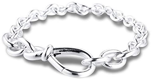 PANDOCCI 2020 Chunky Infinity Knot 925 Silver Chain Bracelet for Woman DIY Fits for Original Pandora Bracelets Charm Fashion Jewelry (18CM)