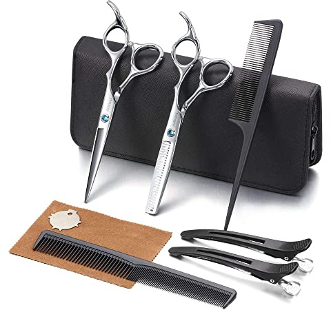 Aethland hårklippningssax-kit, professionell frisörsax set (trimning formning grooming uttunningssax) för män kvinnor husdjur hem salong barberare frisyr, 6,5 japansk 9CR SS