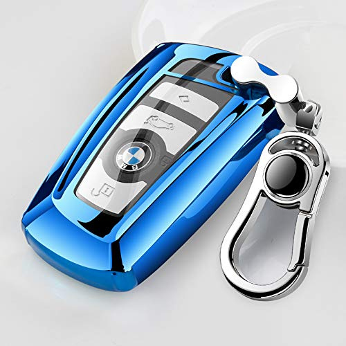 RYE Autoschlüssel hülle für BMW 1/3/4/5/6/7 Serie und X3, 4 Tasten TPU-Silikon BMW Schlüsselhülle-Blau