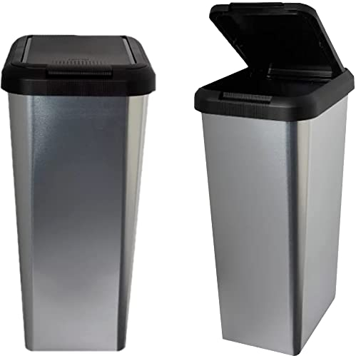 45 Liter 45 Litre 45L SILVER IML TOUCH & LIFT RECTANGLE SWING KITCHEN WASTE RUBBISH RECYCLE BIN