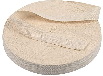 Baumwoll Schrägband,50 Meter Leinen Einfassband Baumwolle Nahtband,Natur Gurtband köperband mit Fischgrätenstich für Heimwerker, Handwerk, Nähen, Stricken,Geschenkverpackungen,Beige 2cm